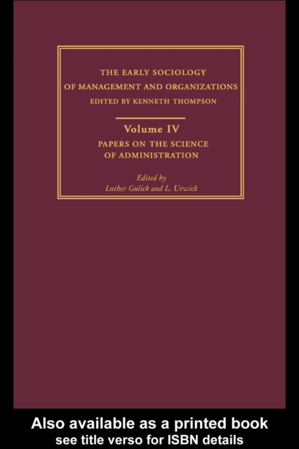 Papers on the Science of Administration